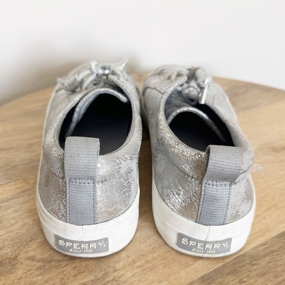 SPERRY CREST VIBE SILVER METALLIC PAINTED SLIP ON SNEAKERS SIZE 9.5 - Picture 7 of 8